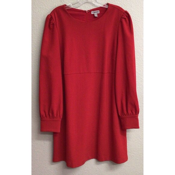 Chelsea 28 Dress Womens XL Red Crepe Crew Neck Work Career Holiday - Picture 1 of 9
